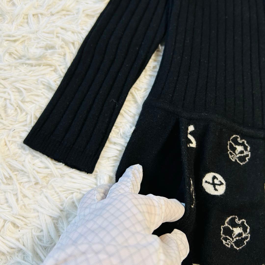レオナール LEONARD ニット ワンピース モノグラム 蘭の花柄ボタン