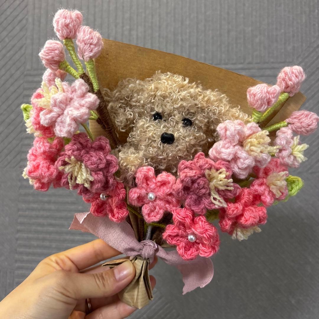 オーダーアニマルブーケ　枯れない花　桜　八重桜　シマエナガ　トイプー