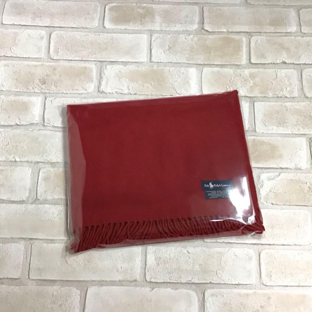 Polo Ralph Lauren 100%カシミヤ マフラー 英国製 レッド