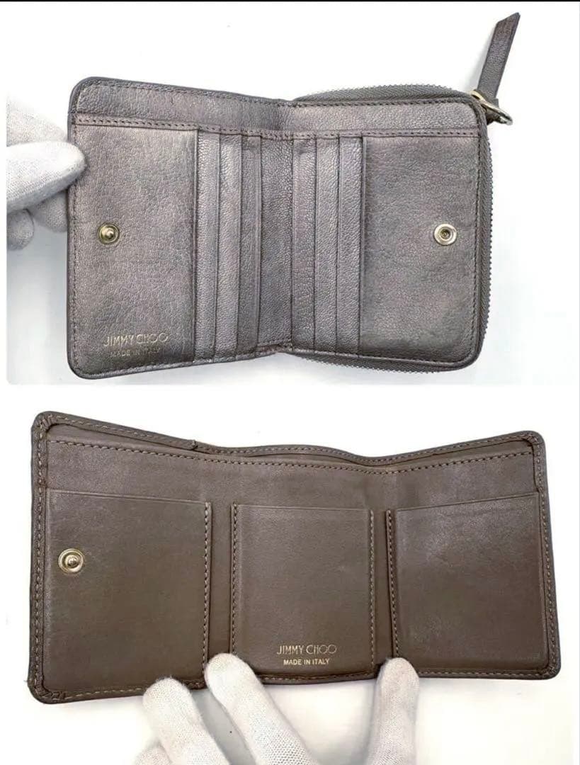 mat ジミーチュウ 二つ折り財布 三つ折り財布 グレージュ