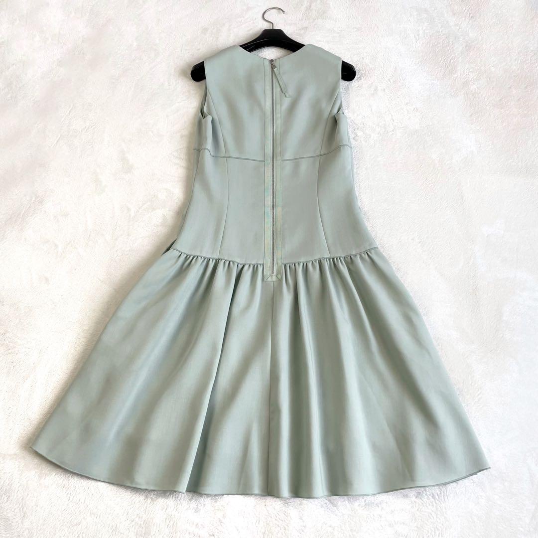 【美品】フォクシー ドレスワンピース Aライン ウール 毛 サイズ38 ミント