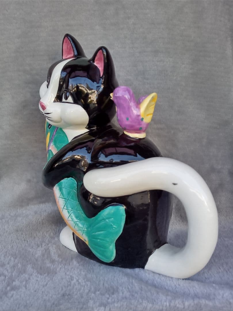 黒猫ハチワレ　水注　ハンドペイント　黒猫コレクション ビンテージ