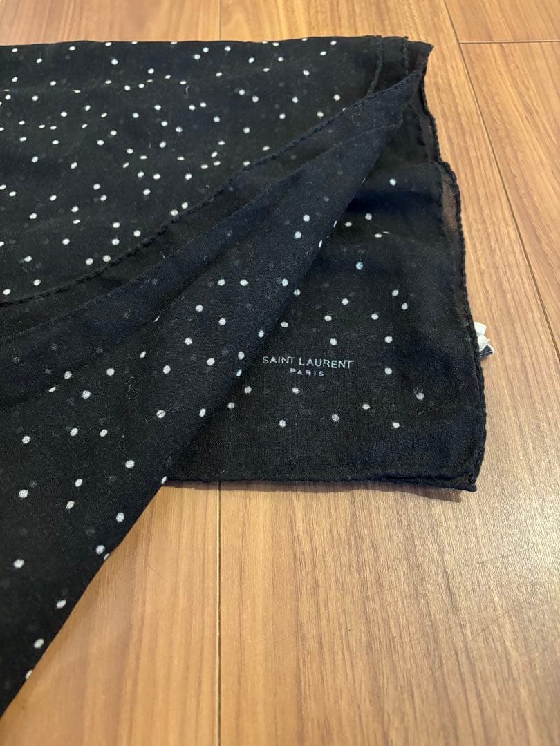 【SAINT LAURENT】ドット柄ストール　ブラック