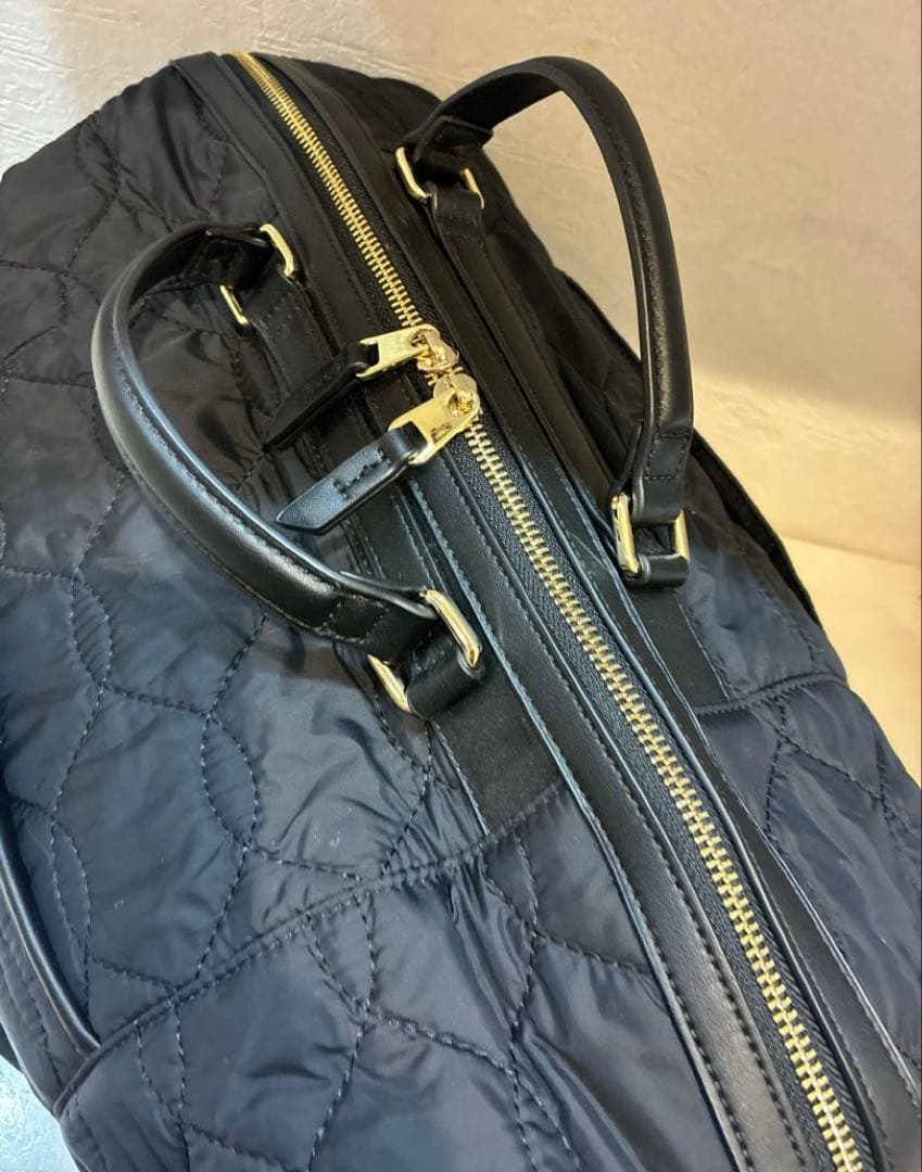 【美品】TOPKAPI クリュ　キルティング ショルダー付 ボストン バッグ　黒
