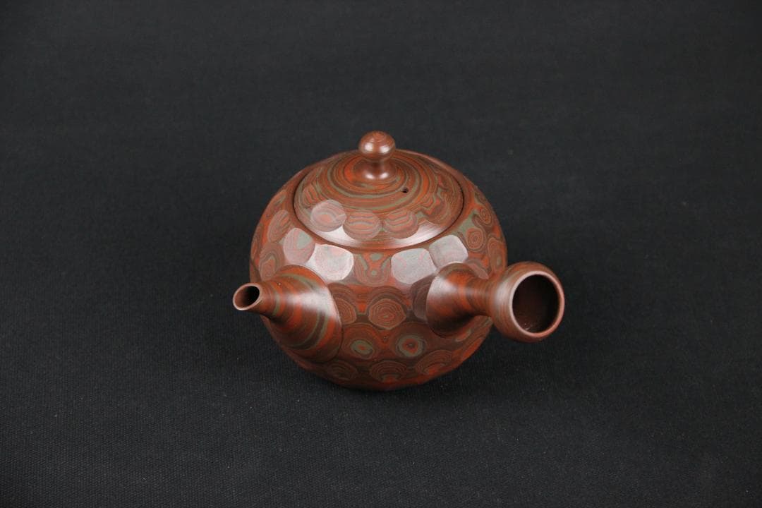 常滑焼 練上 圭洋造 急須 桑山圭洋 共箱 　煎茶道具 ED11-11