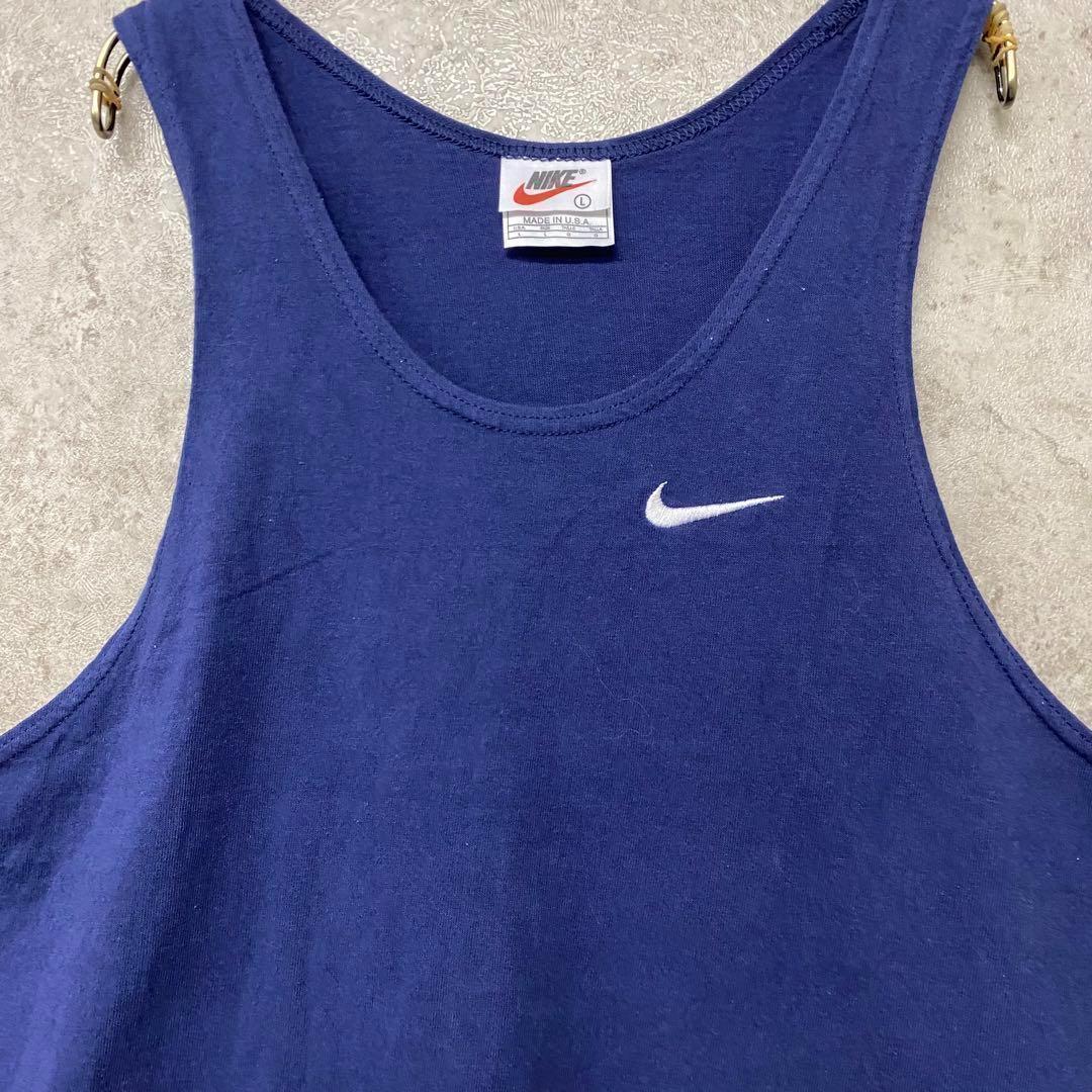 レアUSA製90s《NIKE ナイキ》刺繍スウッシュロゴ タンクトップ/XL