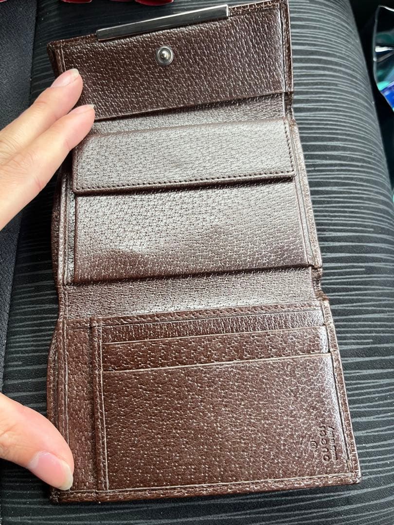 グッチ GUCCI GGキャンバス レザー 3つ折財布 ダブルホック Wホック