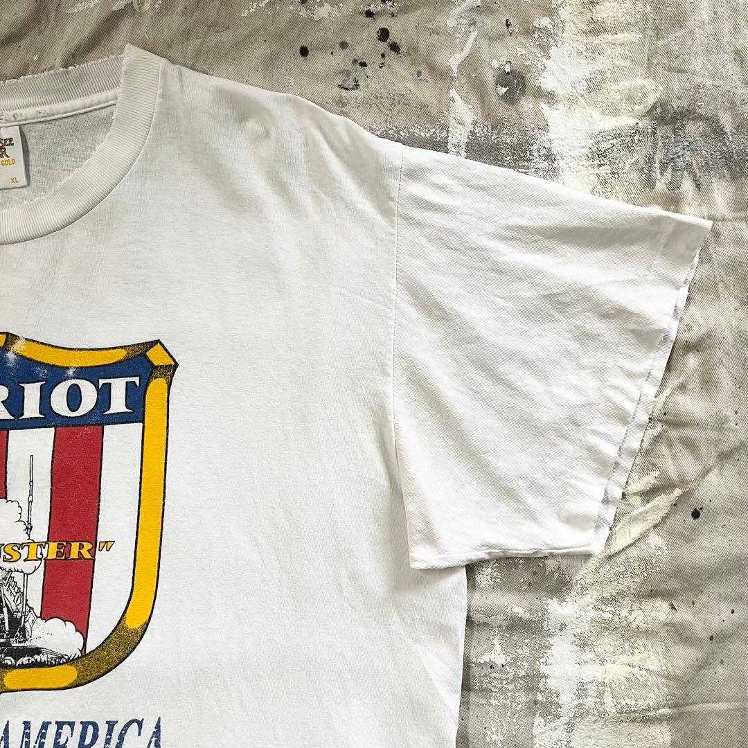 90s USA製ミリタリー湾岸戦争パトリオット Tシャツ ボロ フェード アート