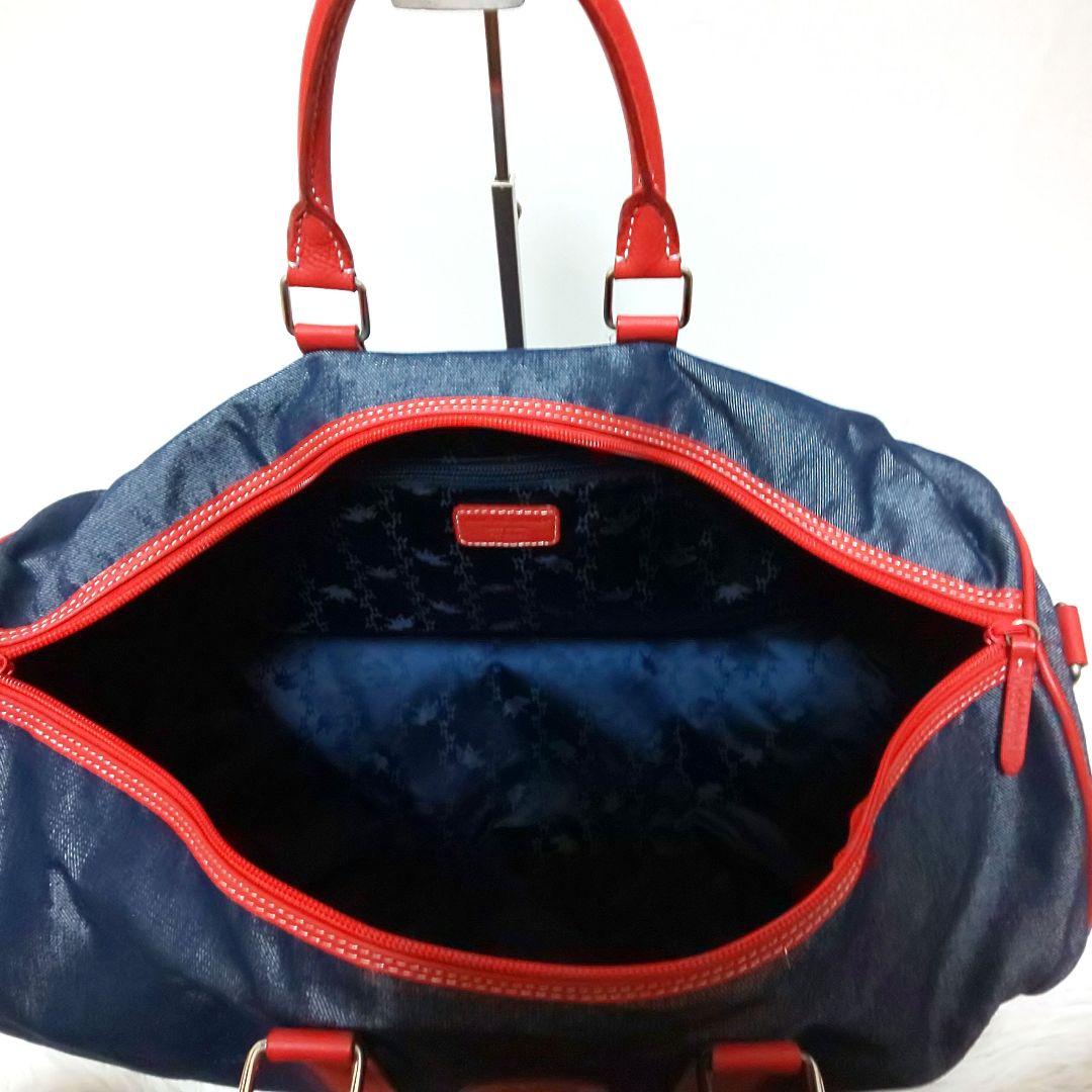 ✨美品✨ハンティングワールド ボストンバッグ ロゴワッペン デニム レザー 旅行