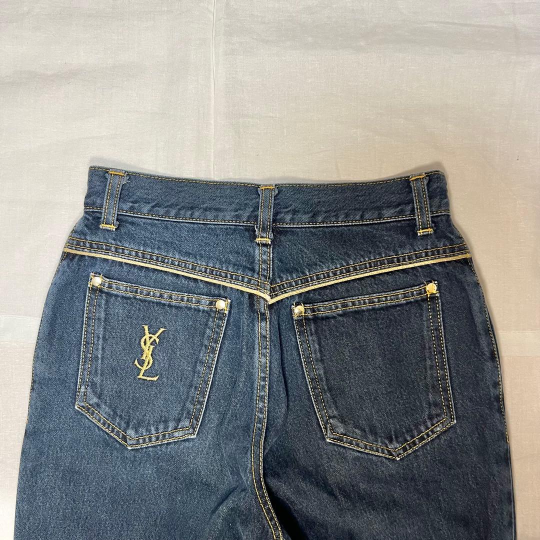 【激レア】イヴ・サンローラン ハイウエストデニム 38 YSLロゴ刺繍 レトロ