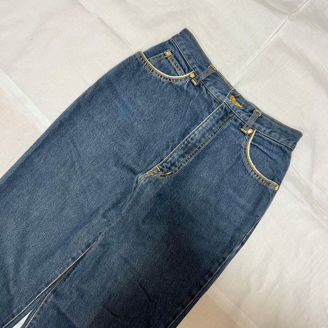 【激レア】イヴ・サンローラン ハイウエストデニム 38 YSLロゴ刺繍 レトロ