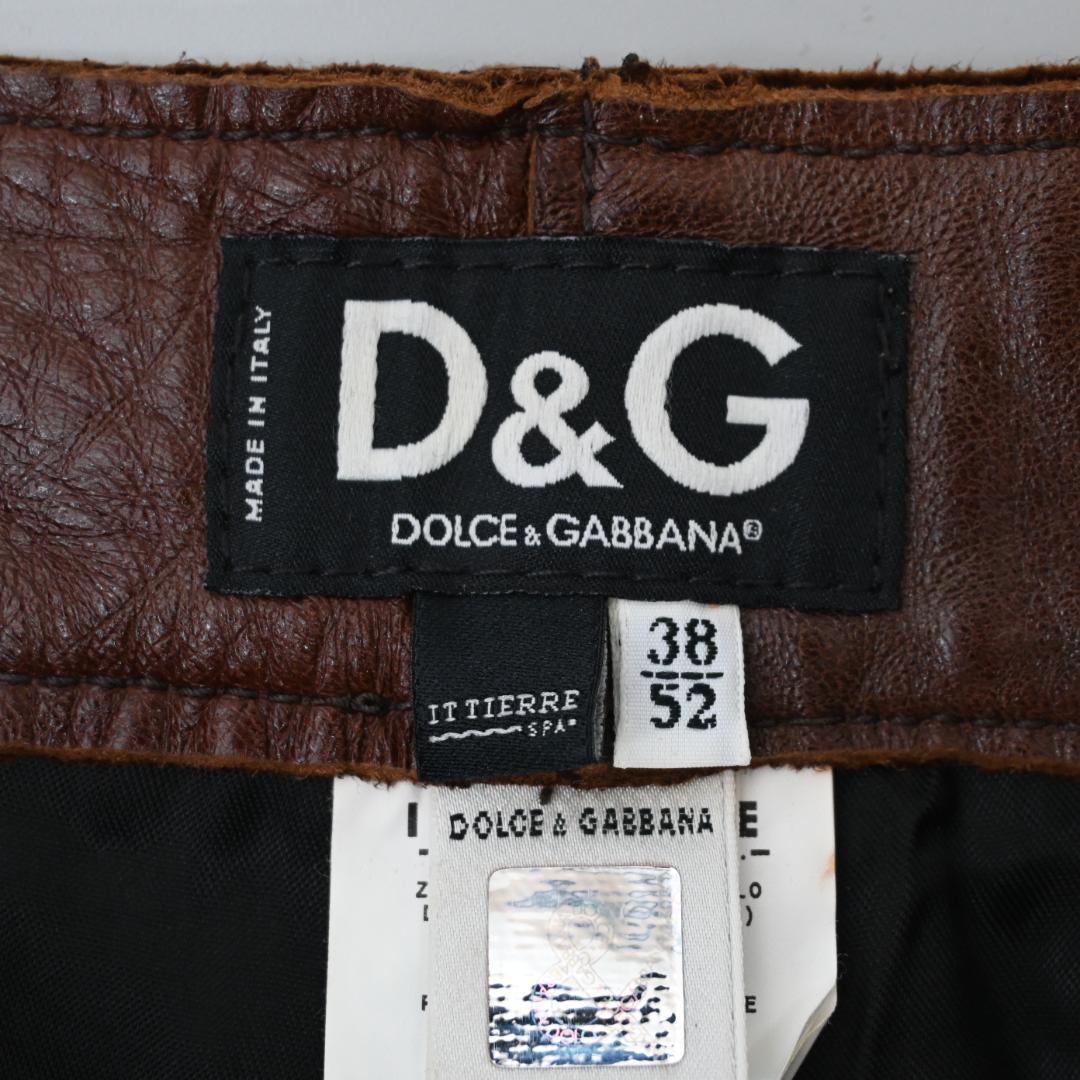 ■ DOLCE&GABBANA レザーパンツ 52 ブラウン 48525\"