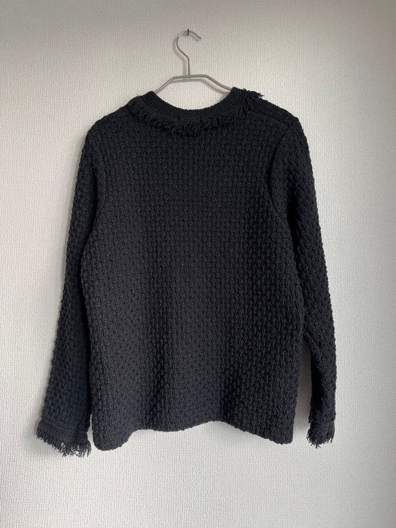 allureville ブラックカーディガン フリンジ付き