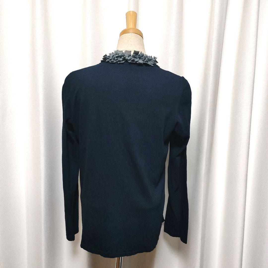 【美品】45R Badou-R フリルトリム インディゴ カーディガン 羽織り