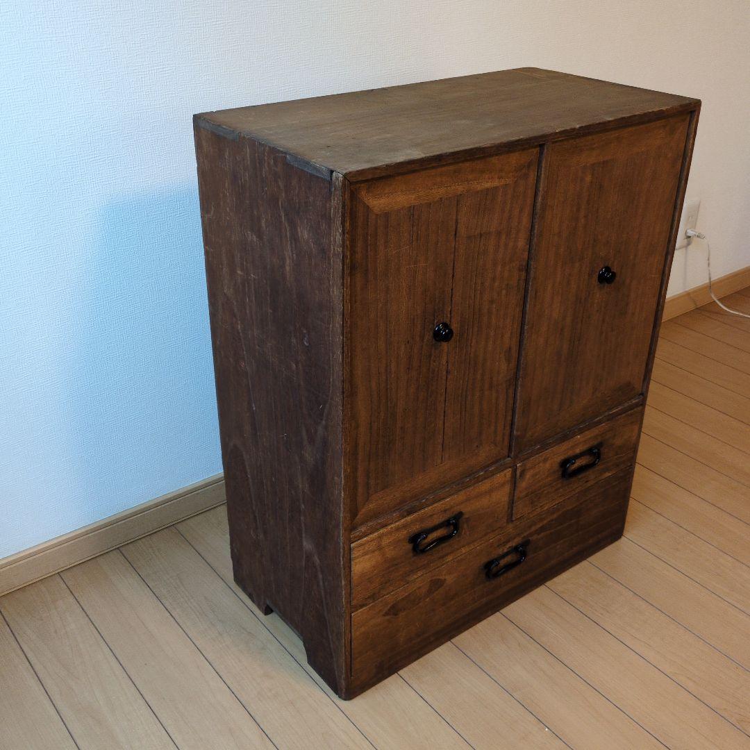 レトロ家具　桐製チェスト 3引き出し 2扉