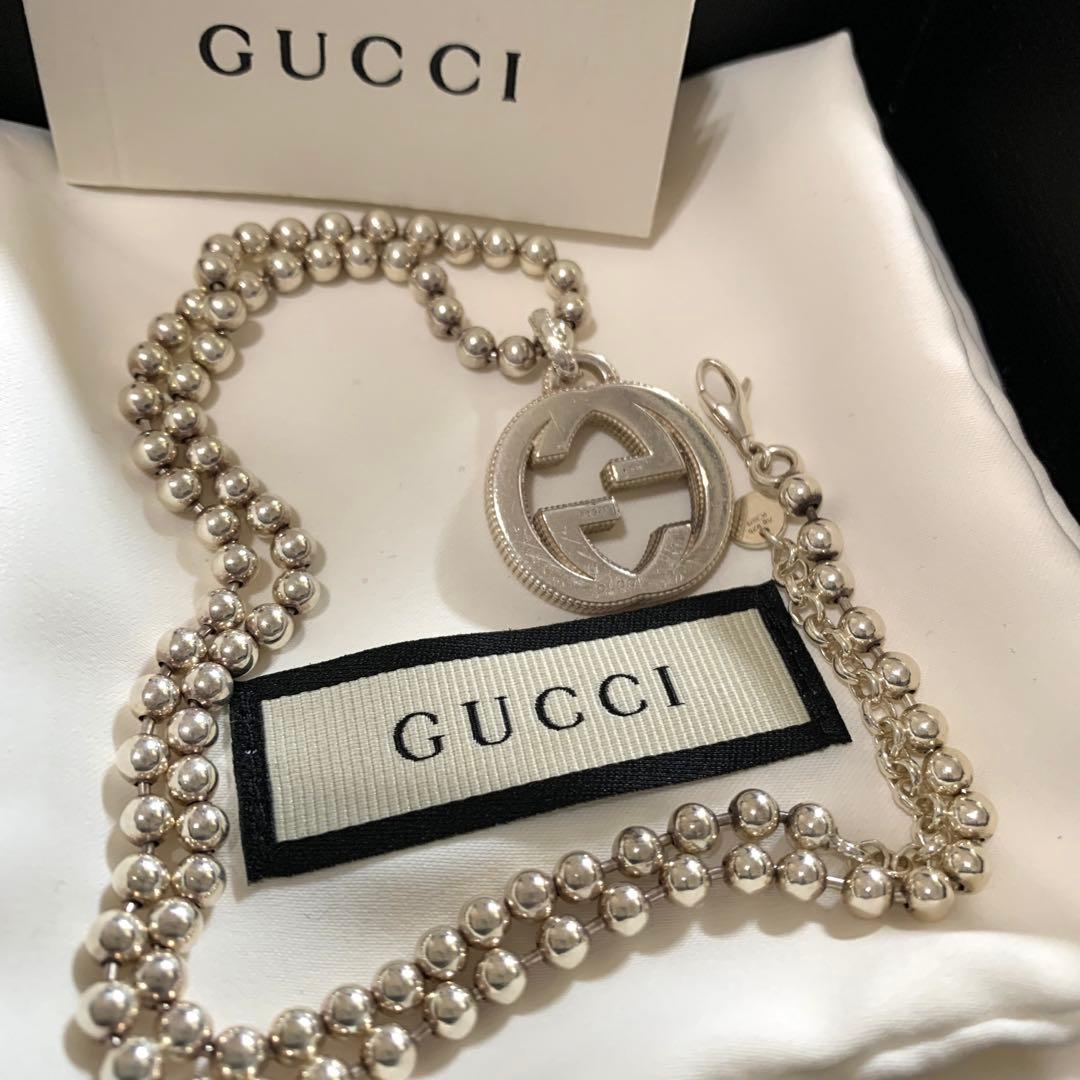 GUCCIグッチ ボールチェーン　インターロッキング　ネックレス　925