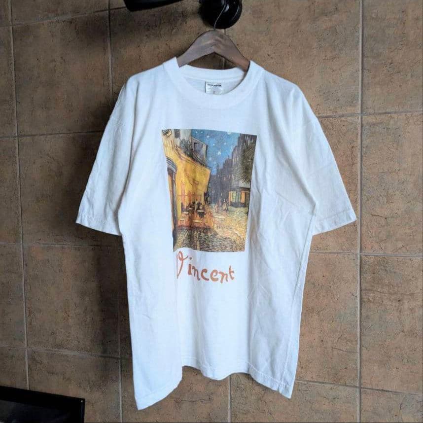 す*ん様 90s 00s ゴッホ 夜のカフェテラス アート　Tシャツ　van G