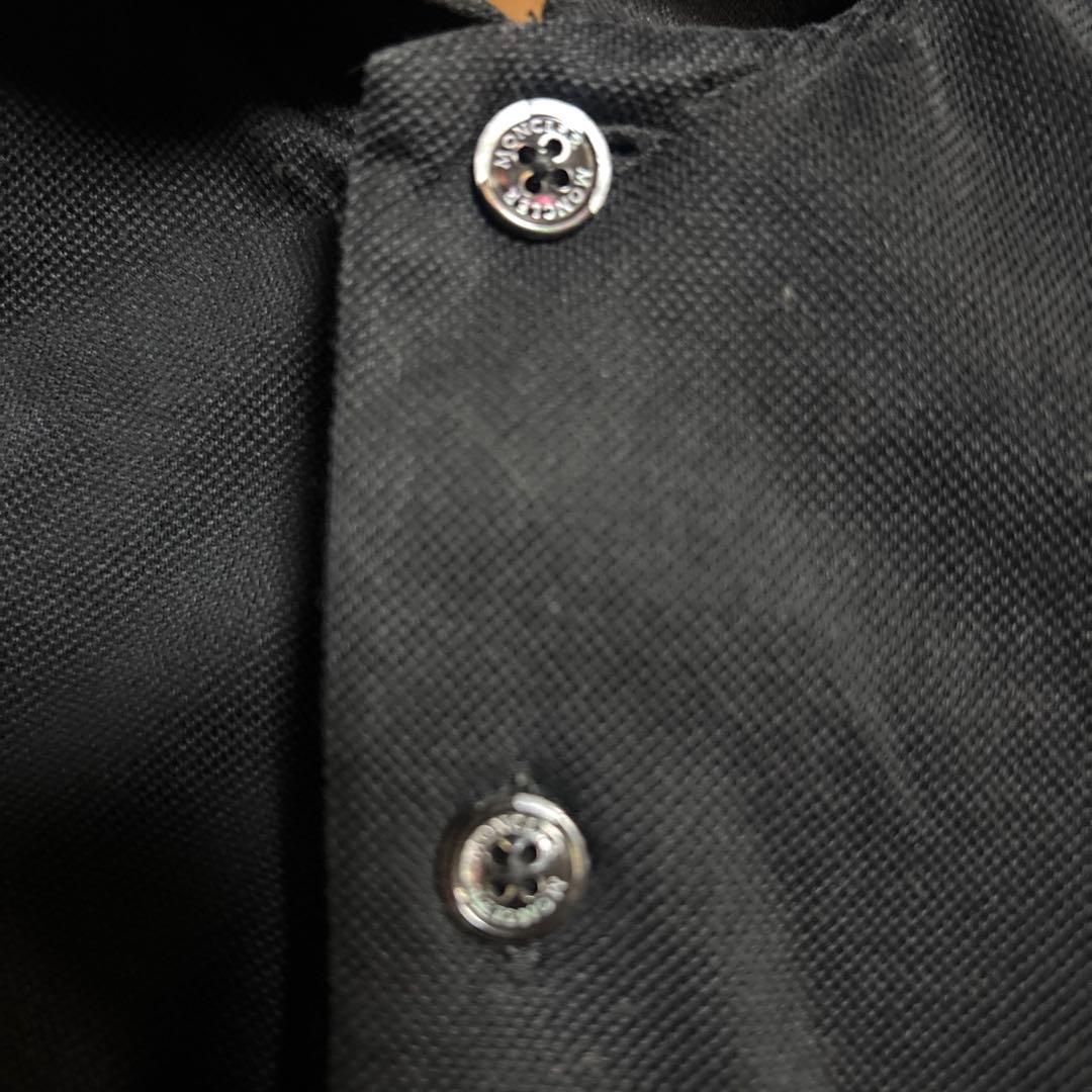 MONCLER 黒 ストライプ 半袖ポロシャツ