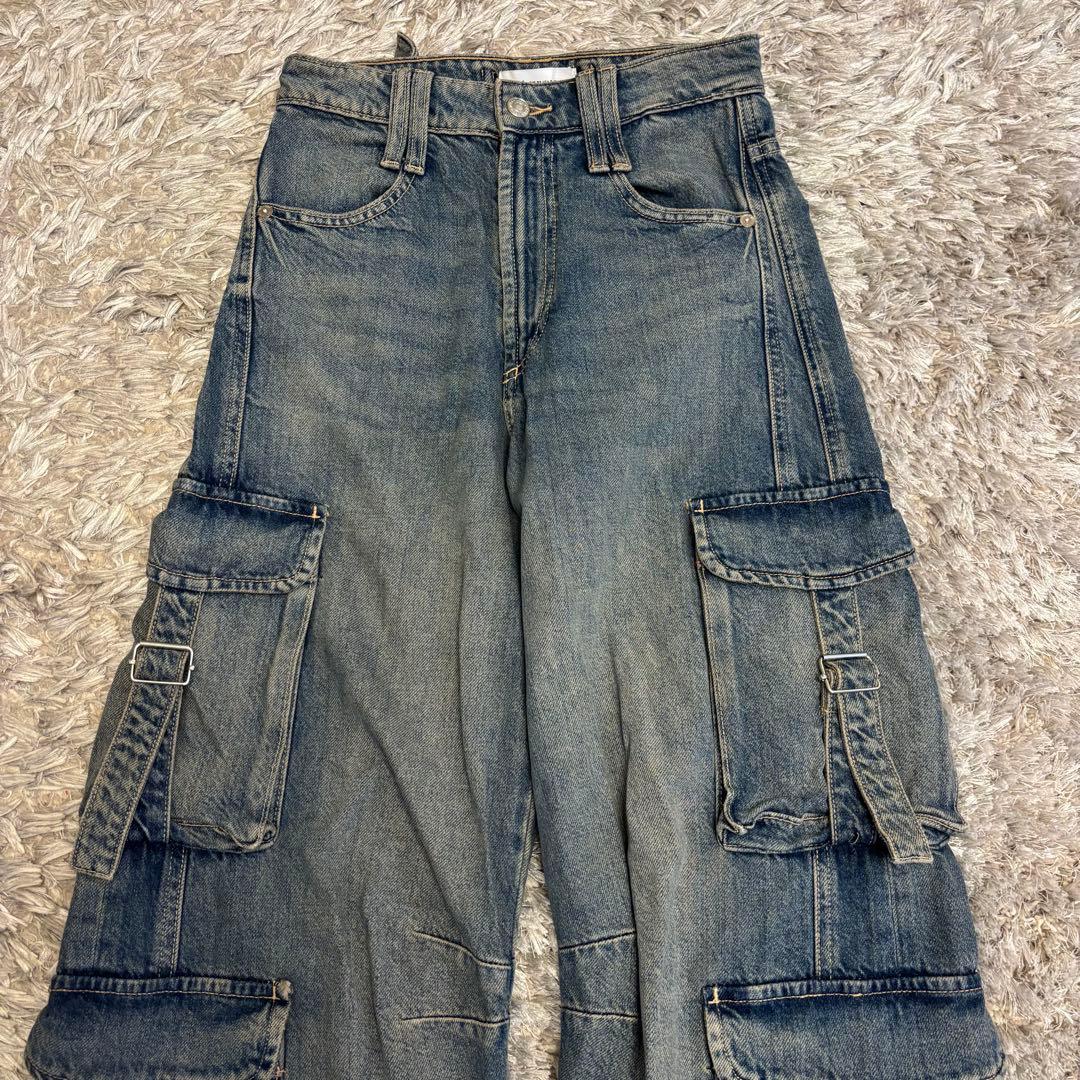 00s ZARA ミッドライズ カーゴ デニムパンツ ヴィンテージ y2k