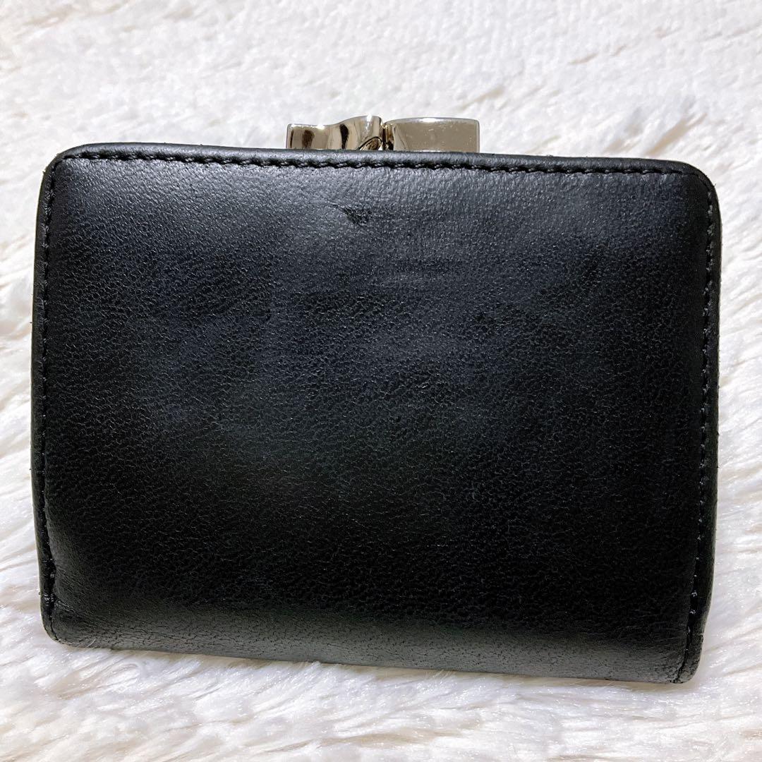 ♡美品♡ヴィヴィアンウエストウッド 三つ折り財布 がま口 ナッパレザー ブラック