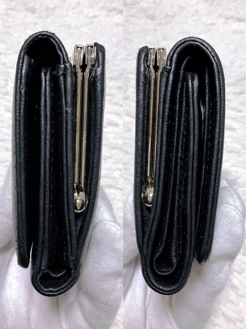 ♡美品♡ヴィヴィアンウエストウッド 三つ折り財布 がま口 ナッパレザー ブラック