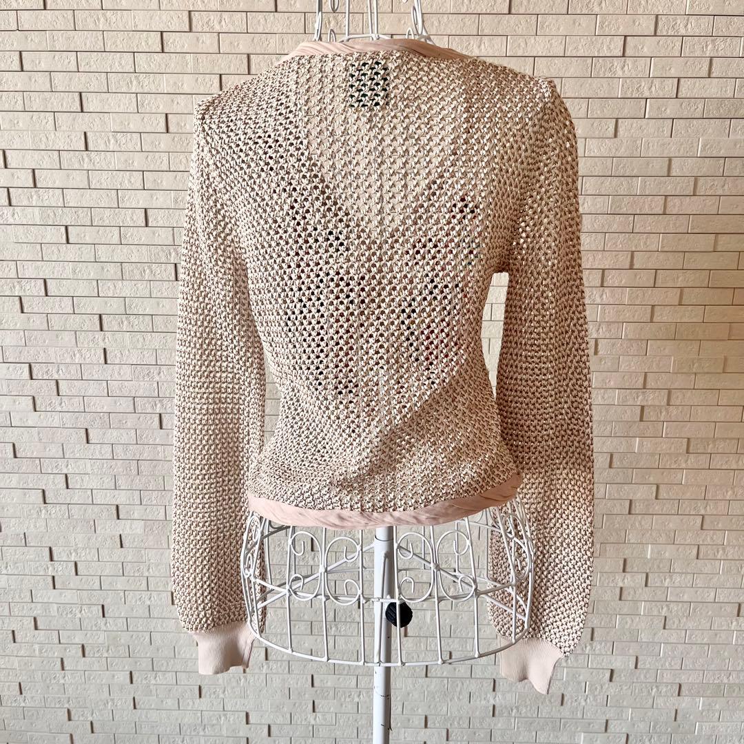 【美品】Sybilla シビラ 刺繍カーディガン M 花柄ニット　ベージュ 上品