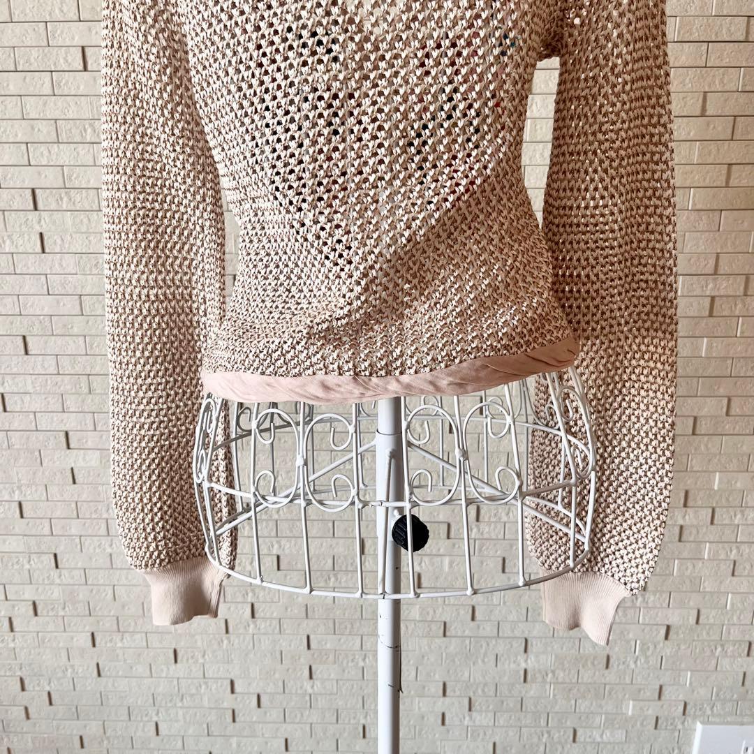 【美品】Sybilla シビラ 刺繍カーディガン M 花柄ニット　ベージュ 上品
