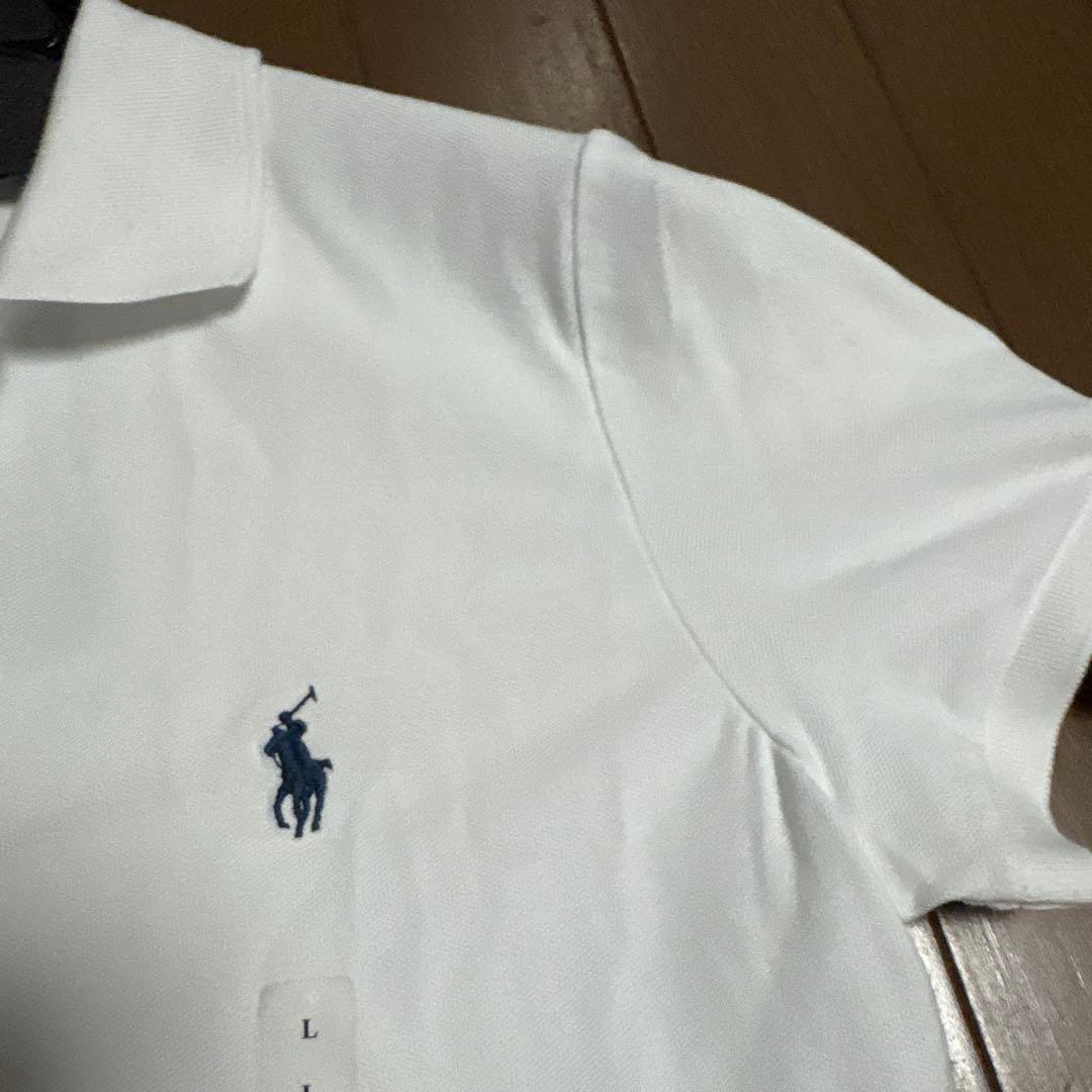 Ralph Lauren ホワイト スリムフィット ポロシャツ　Lサイズ