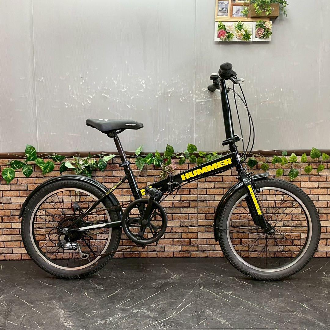 引き取り価格【100】折りたたみ自転車 折車 HUMMER ブラック 変速付き
