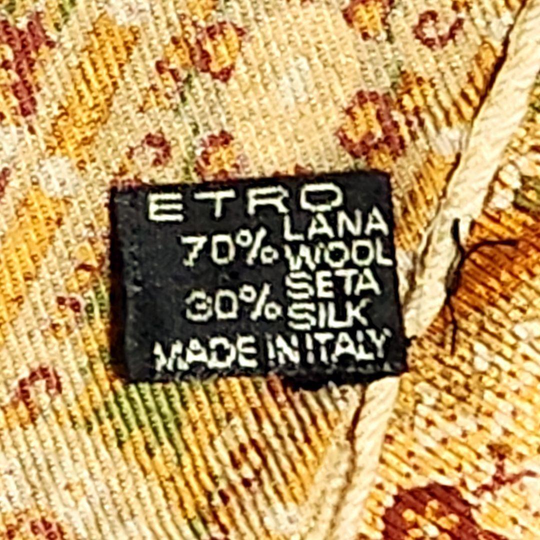 美品 ETRO エトロ ストール ペイズリー柄 ウール混 ブラウン オレンジ