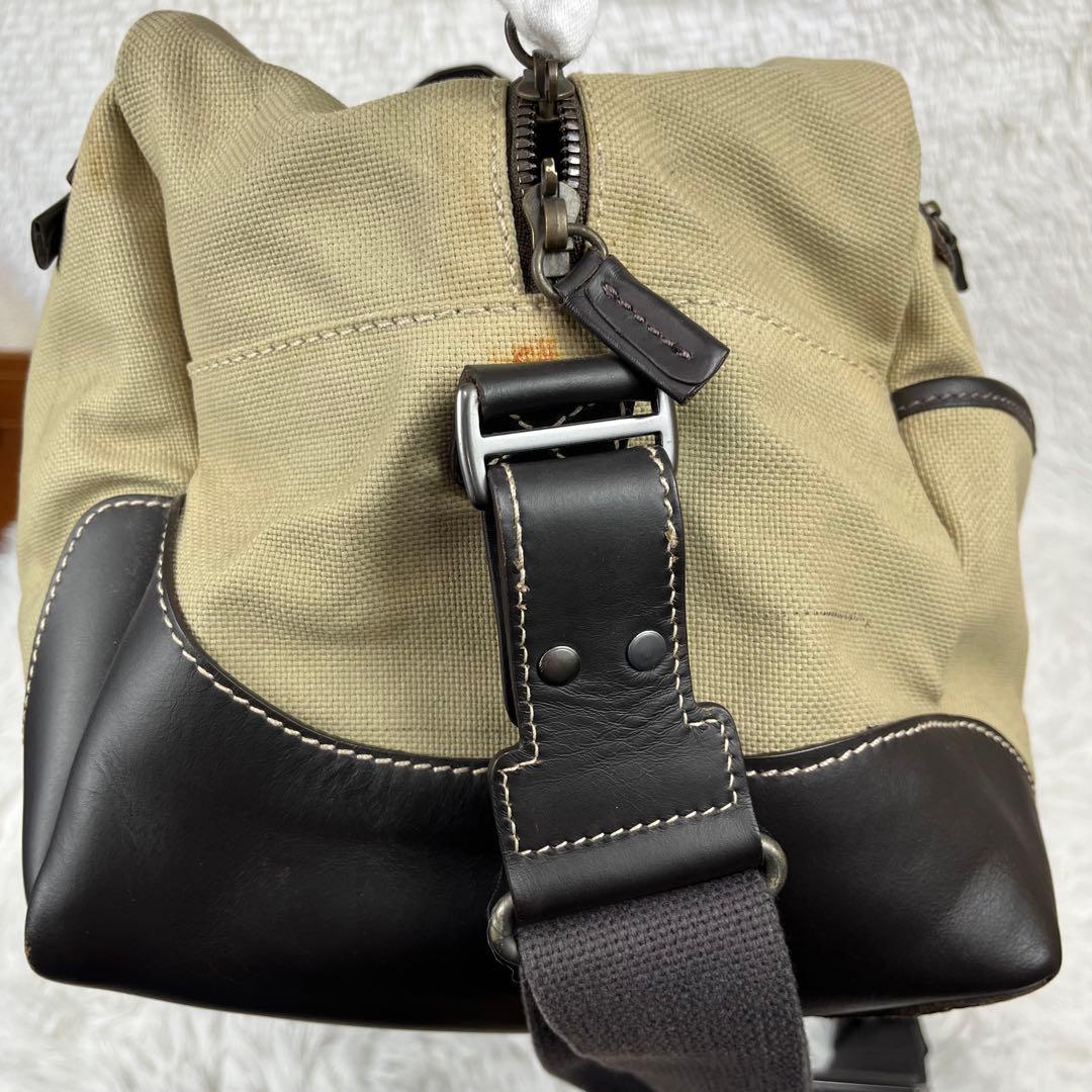 Dunhill ダンヒル　2way ボストンバッグ　キャンバス×レザー　大容量