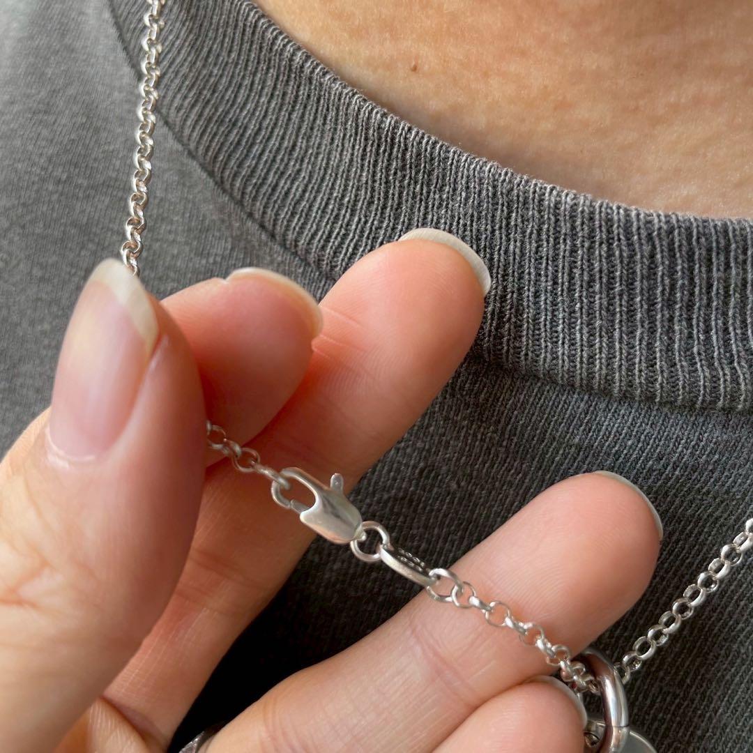 シルバー925 カットアウト クロス ネックレス チェーン セット