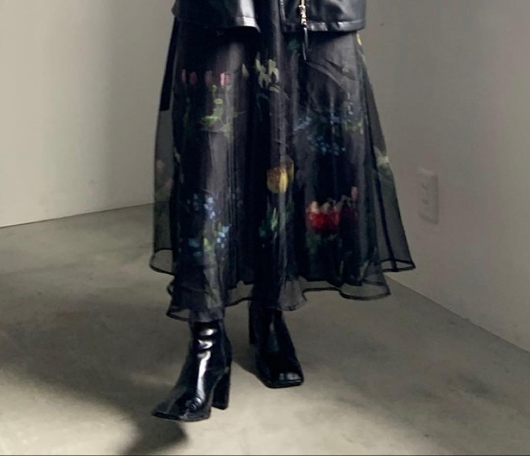 Ameri SOFIA ORGANZA LAYERED SKIRT Mブラック