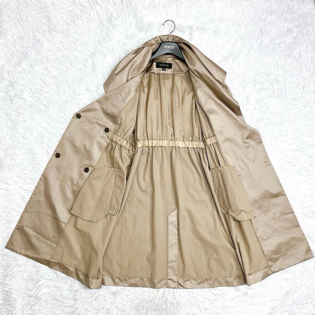 りょう！トレンチコート 光沢素材 ウエストリボン ベージュ系サイズ40