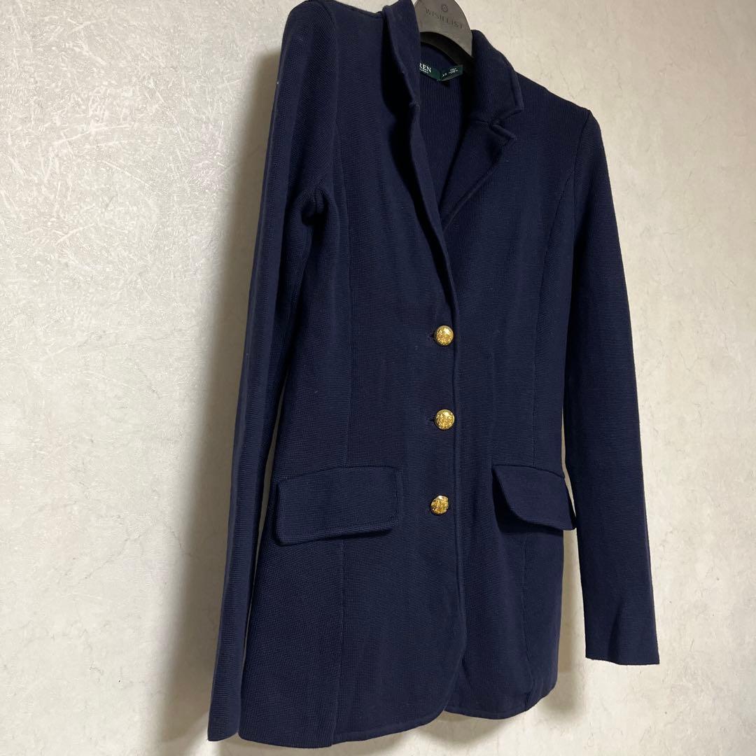 LAUREN RALPH LAUREN ニット テーラードジャケット金ボタンXS