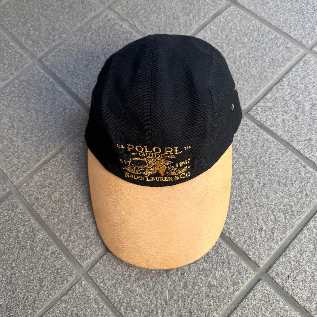 希少 POLO RALPH LAUREN ロングビル cap レザー