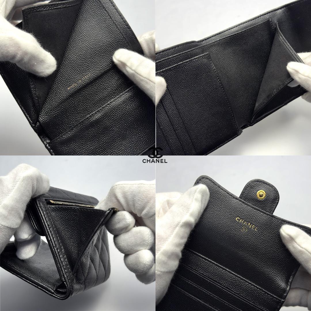 正規品 シャネル マトラッセ クラシック ジップ ゴールド金具 二つ折り財布