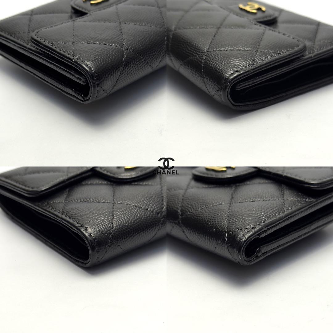 正規品 シャネル マトラッセ クラシック ジップ ゴールド金具 二つ折り財布