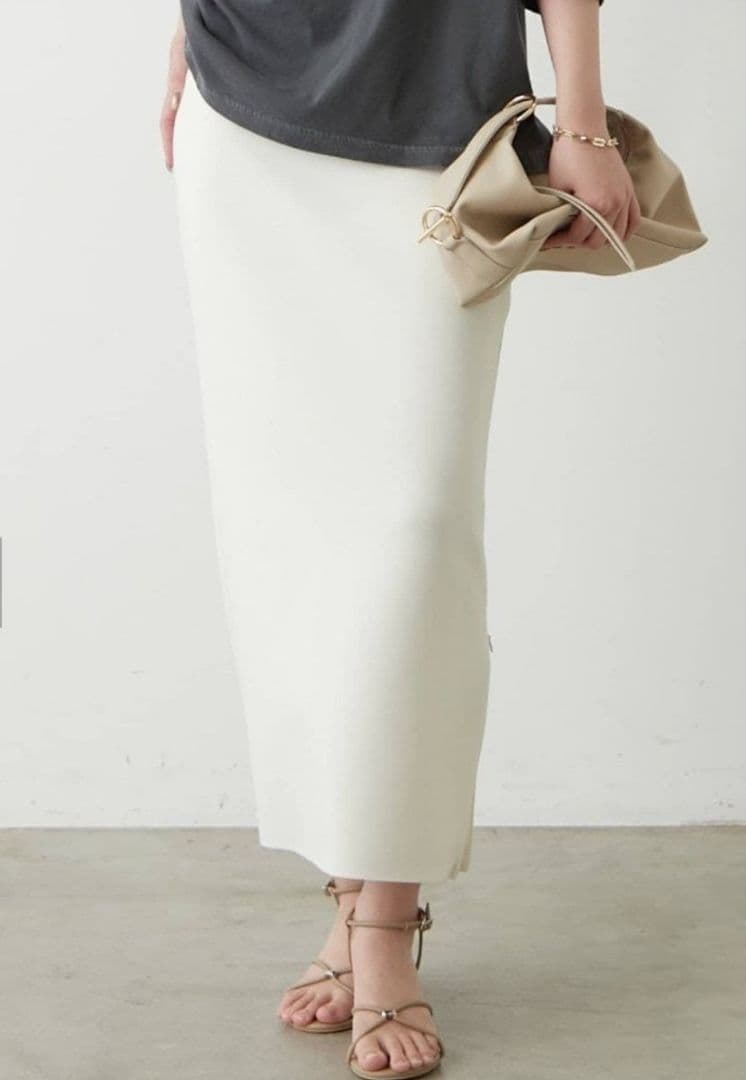 Loungedress ラウンジドレス ポンチZIPタイトスカートアイボリー M