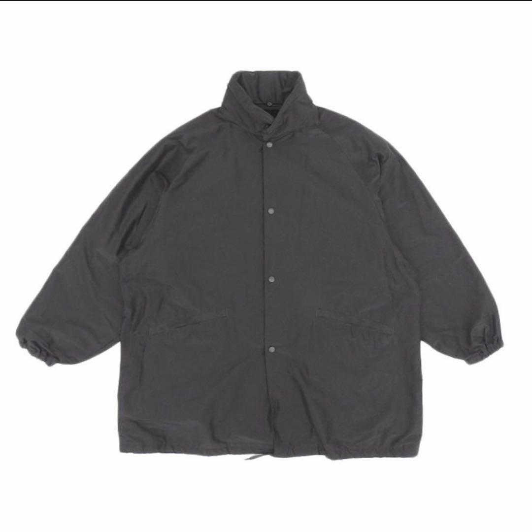 COMOLI コットンシルク フーデッドコート BROWN