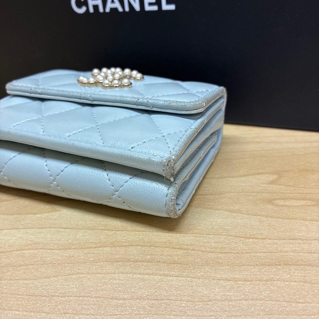 CHANEL シャネル　折り財布　コンパクト　ミニ財布　ココマーク　パール