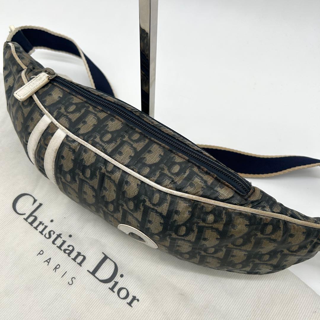 【美品】クリスチャンディオール ボディバッグ トロッター レザー ナイロン 紺