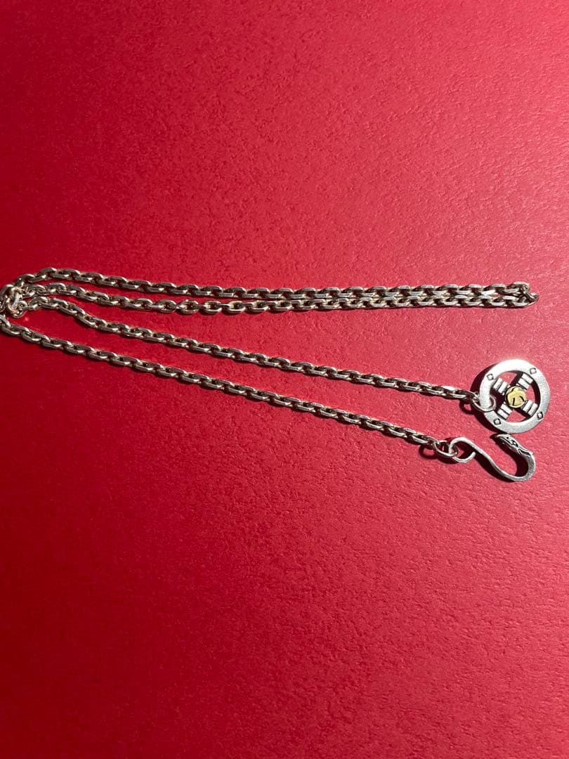 silver925特大フェザーイーグルフックメタル付ホイール細角チェーン3mm