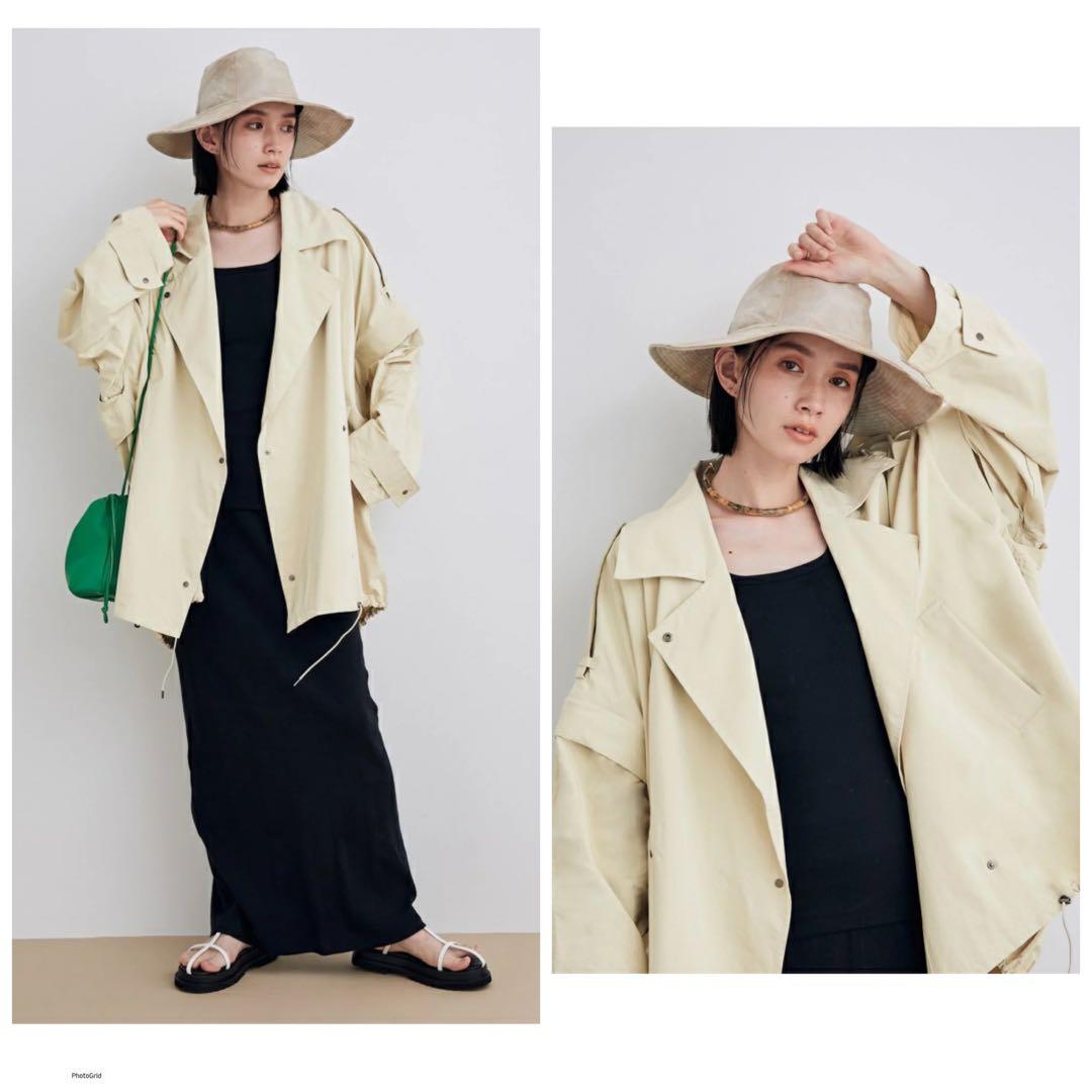 ◯アダムエロペ 2way オーバーサイズ さらさら トレンチ コート ジャケット