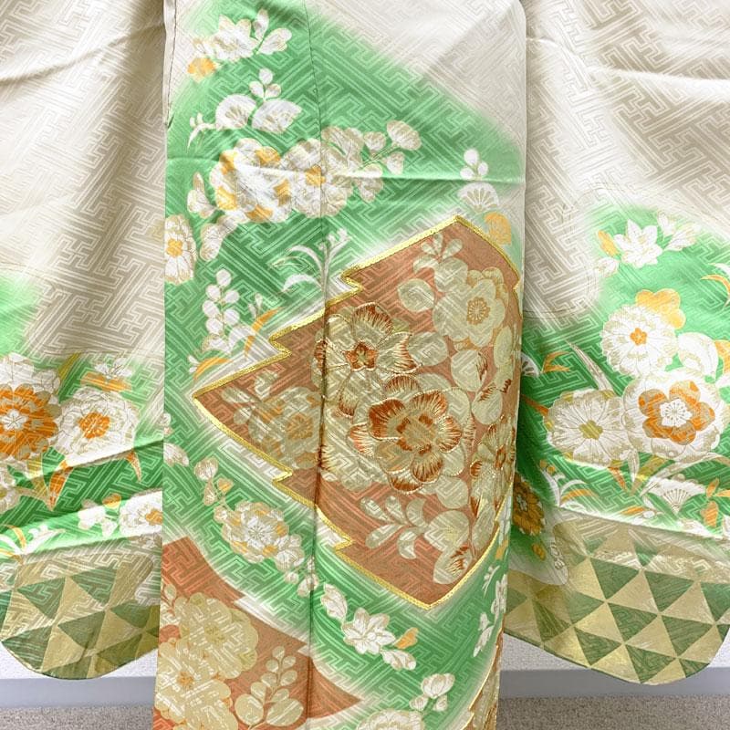 【売切値下げ】408z30☆アンティーク風 中振袖 金銀駒刺繍 成人式 結婚式