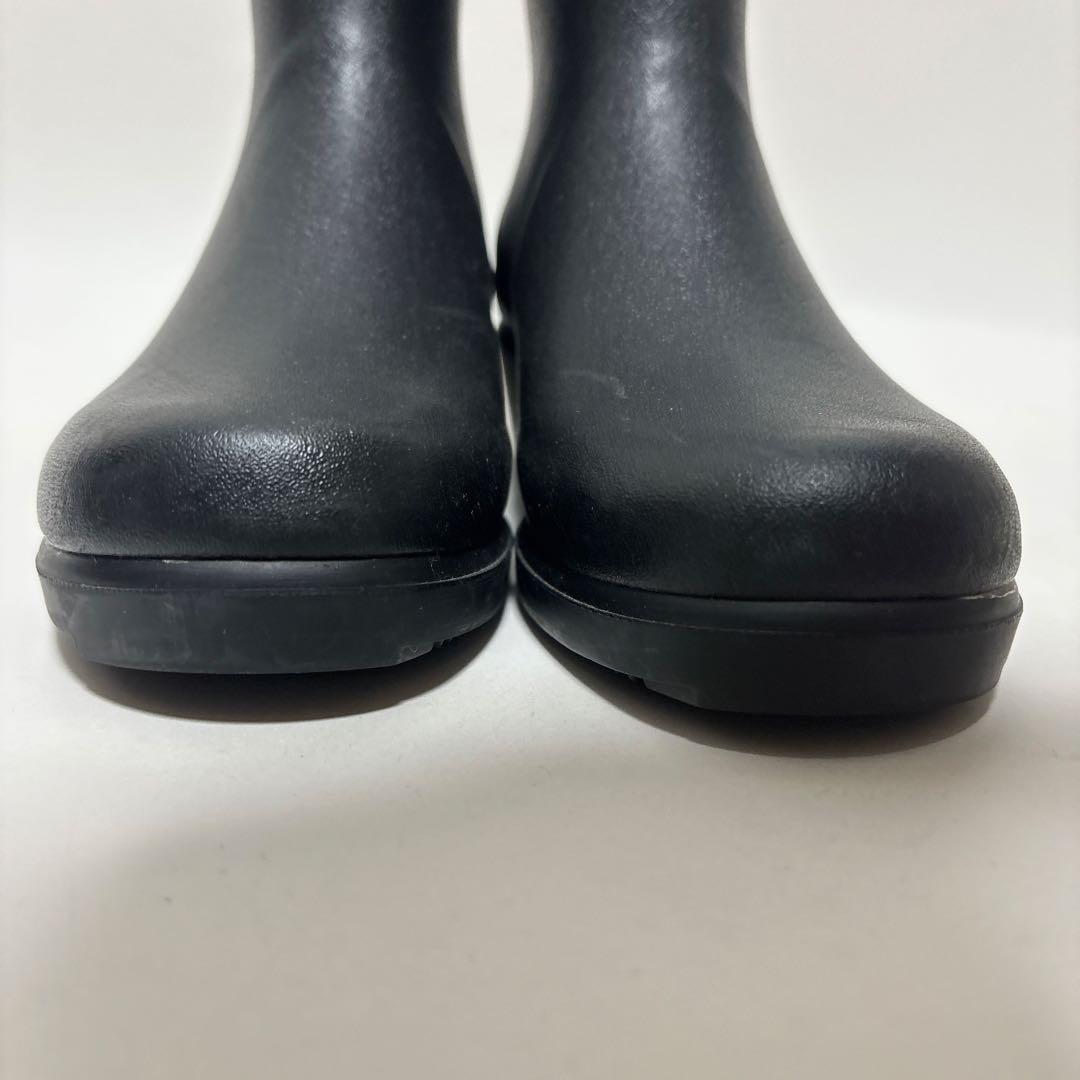 【AIGLE】美品 ラバー ショート丈レインブーツ ブラック ロゴ 24cm相当