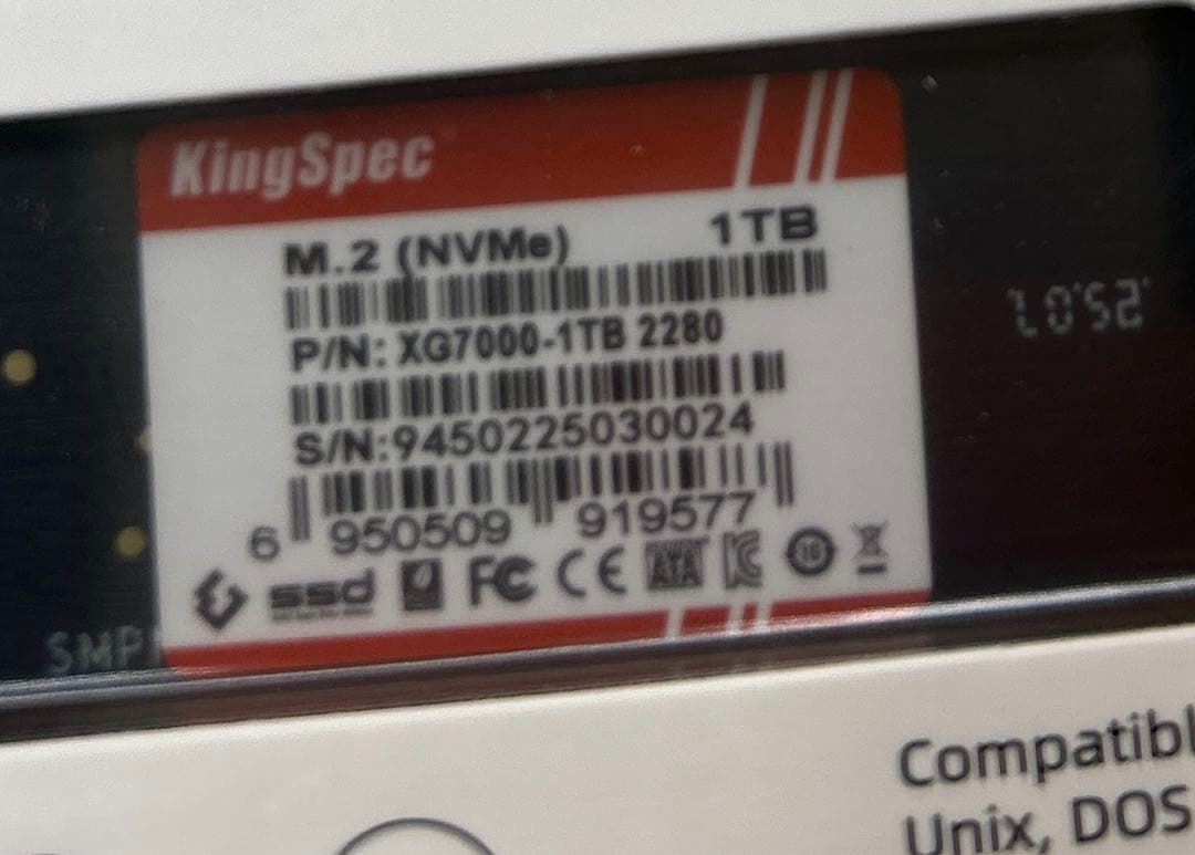 ド*ん様 KingSpec XG7000 1TB SSD M.2 NVMe