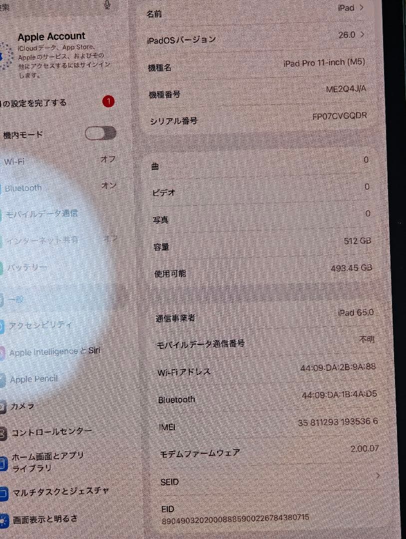 iPad本体 Ipad pro m5