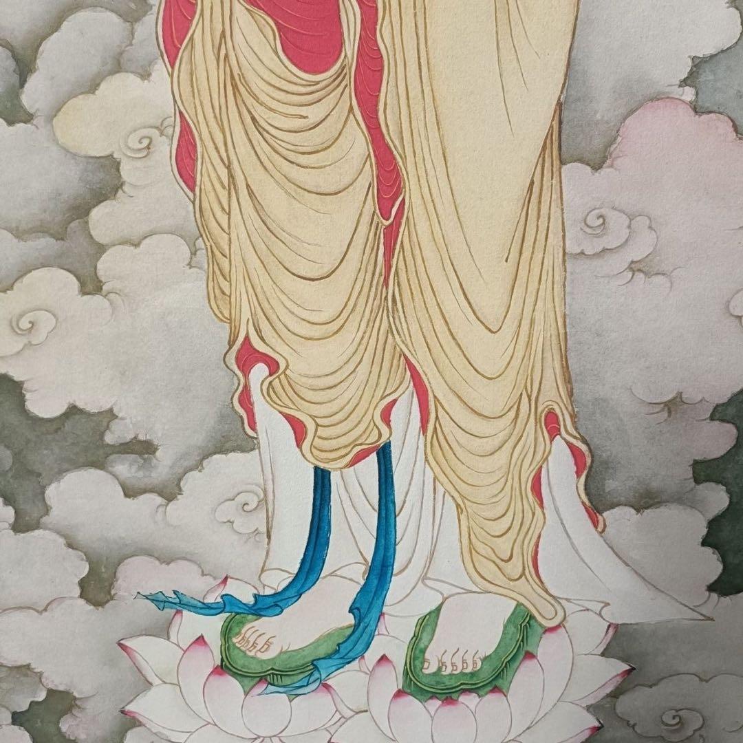唐寅 観音像 掛軸 70×173cm 三尺中堂 証書付