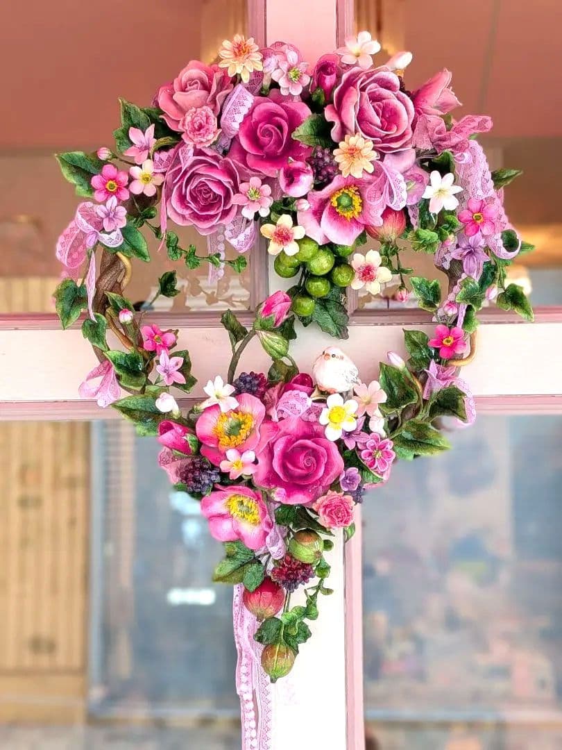【専用】クレイフラワー❁薔薇のリース❁ハンドメイド